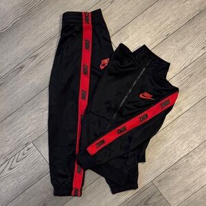 Nike Youth Size 6 Black and Red Outfit Joggers and Jacket